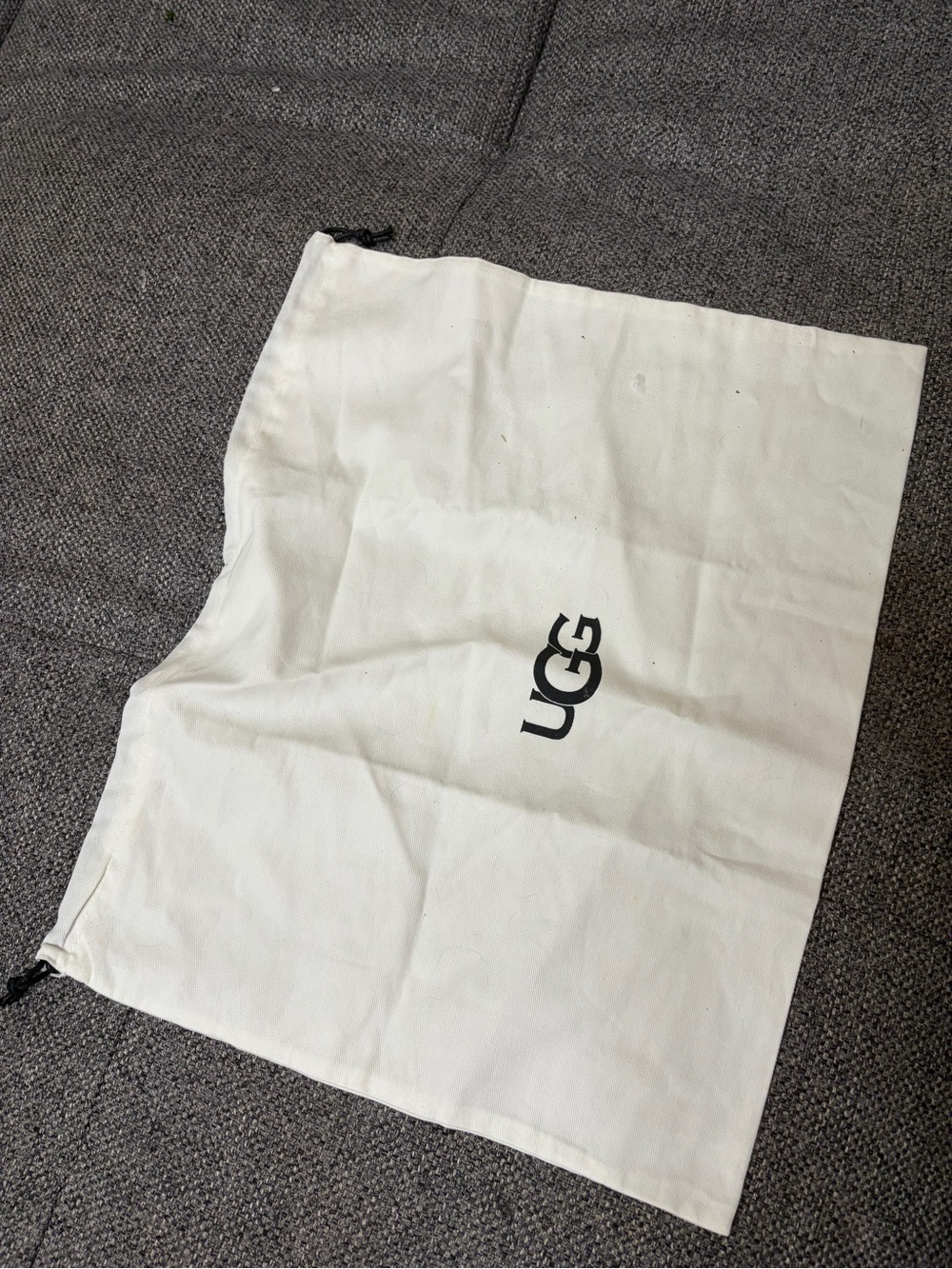 UGG Cream Cotton Drawstring Shoe Sack with Black Logo